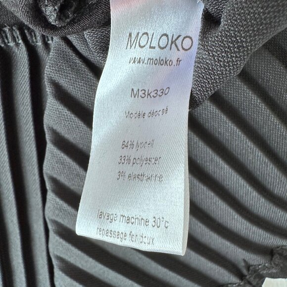 Moloko Womens Dress Pleated Artsy Lagenlook Long Sleeve Size M Black Stretch - Picture 8 of 12